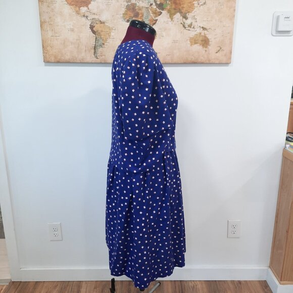 Vtg 80s blue skirt set w/ unique buttons - Handmade - Picture 4 of 12